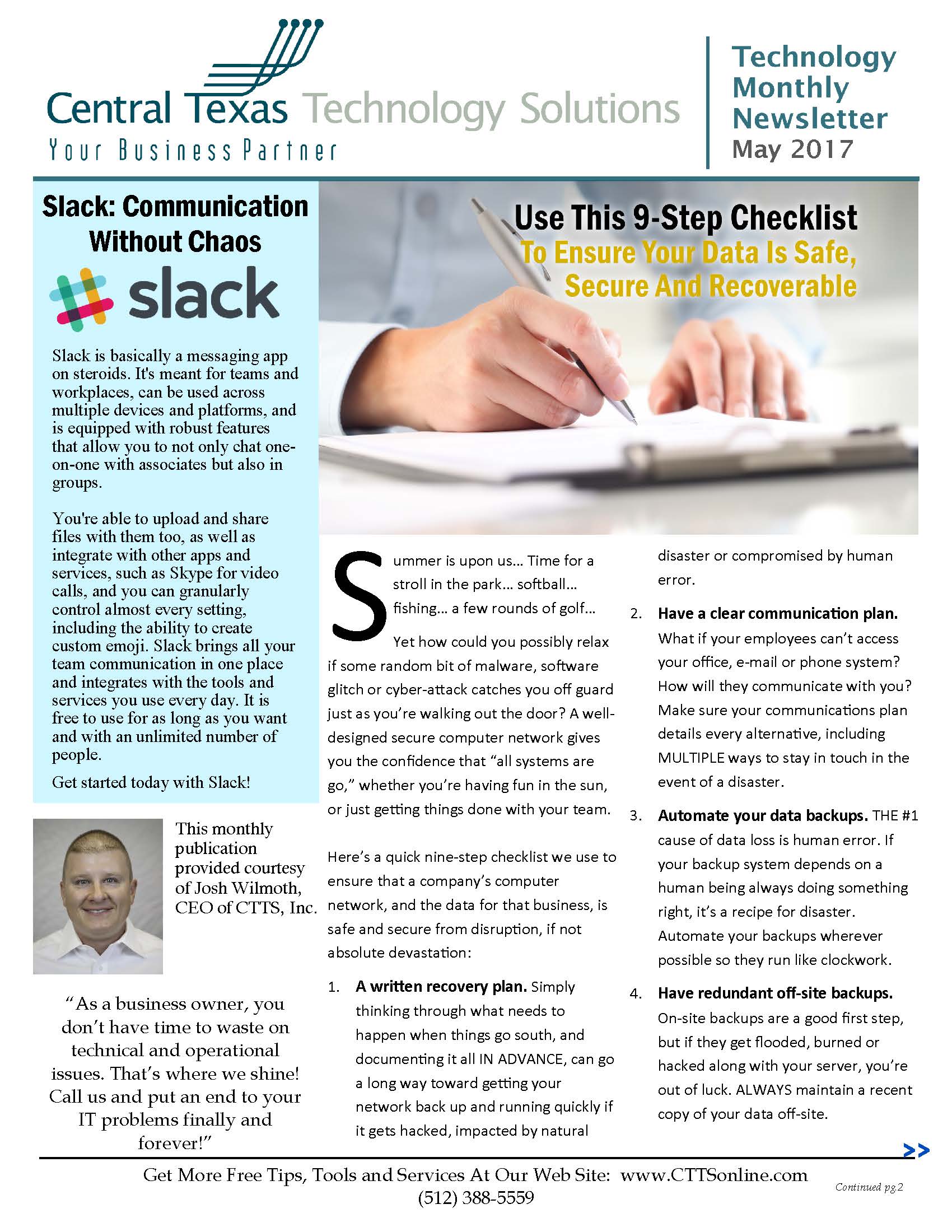 Technology Monthly Newsletter - May 2017