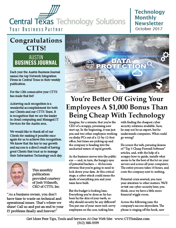 Technology Monthly Newsletter - October 2018