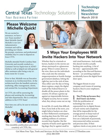 Technology Monthly Newsletter - March 2018