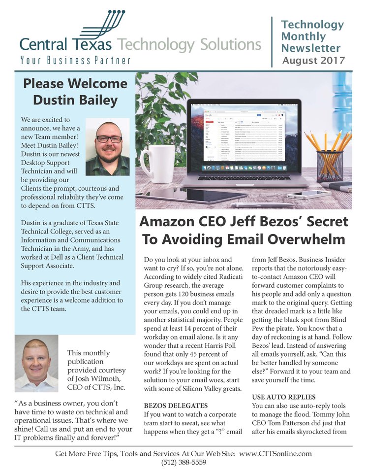 Technology Monthly Newsletter - August 2017