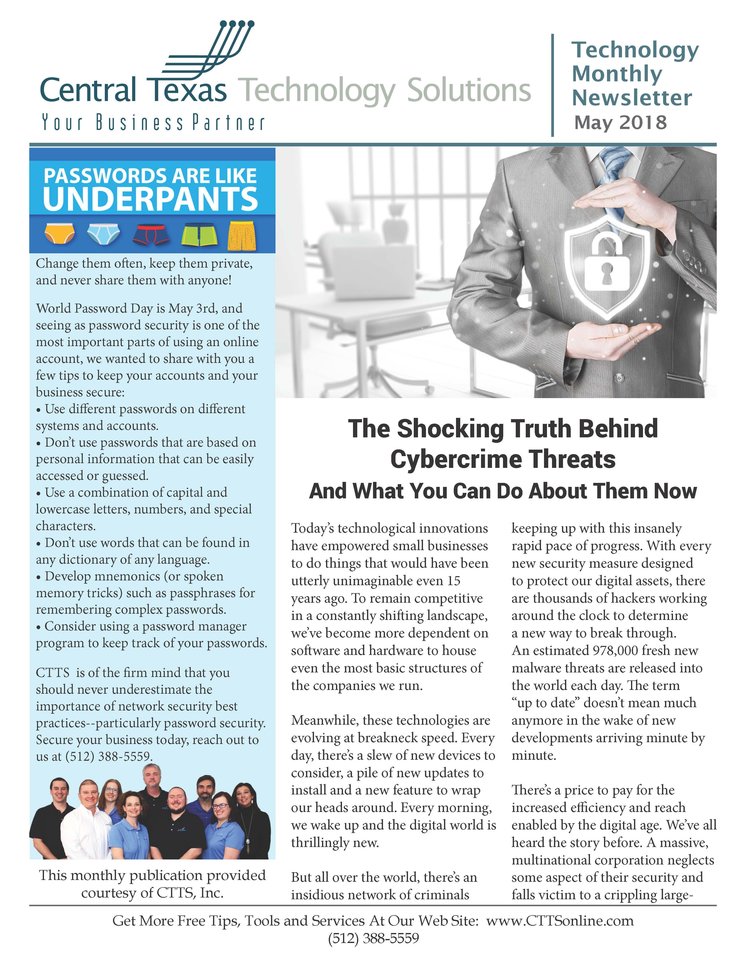 Technology Monthly Newsletter - May 2018