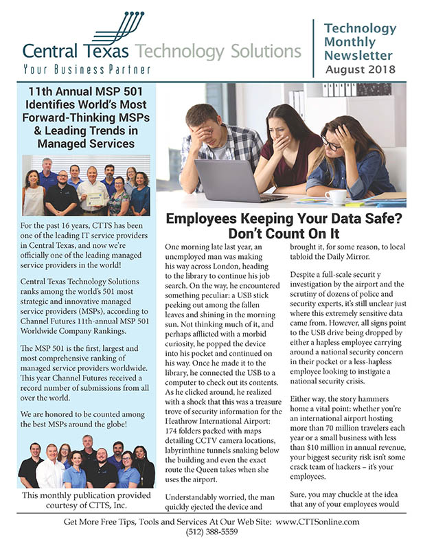 Technology Monthly Newsletter - August 2018