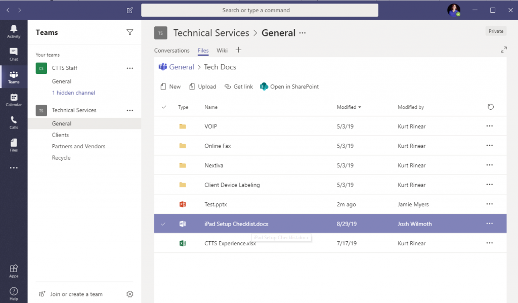 How to print from Microsoft Teams