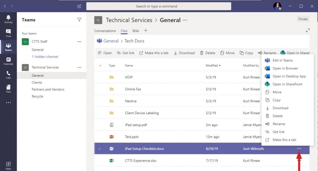 print in Microsoft Teams