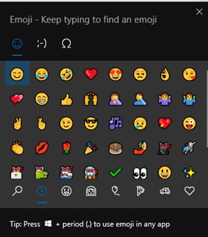 how to use emojis in any app Windows 10