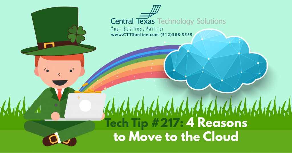 business data in the cloud leprechaun laptop rainbow gold