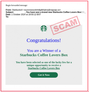 Starbucks Phishing Scam Warning for Businesses