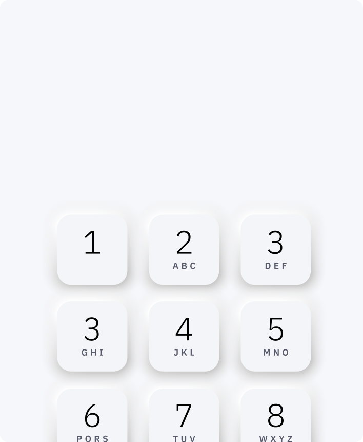 Numeric keypad with numbers and corresponding letters